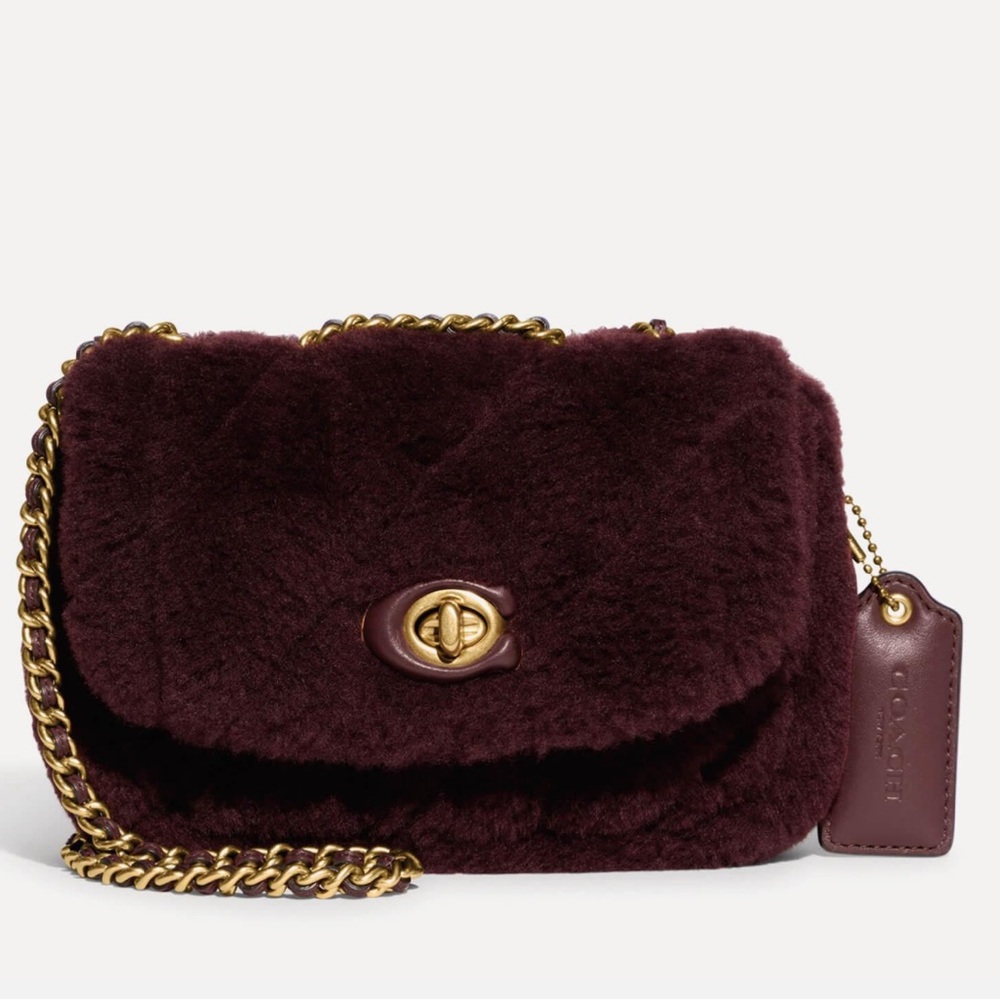 COACH Pillow Madison Shoulder Bag 18 in Shearling with Quilting